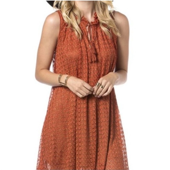 Miss Me Dresses & Skirts - Miss Me Rust Orange Metallic Swing Dress